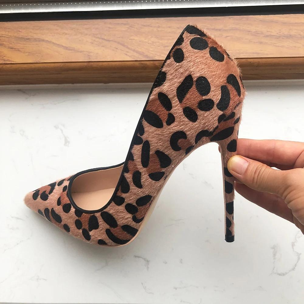 Leopard Haircalf Pointy Toe High Heel Party Shoes for Women
