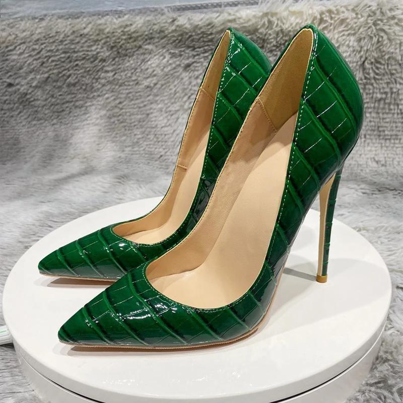 Crocodile Effect Women Pointy Toe High Heels