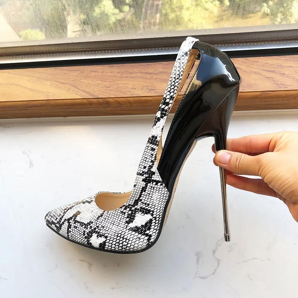 Snake Pattern Women Patchwork 16cm High Heels