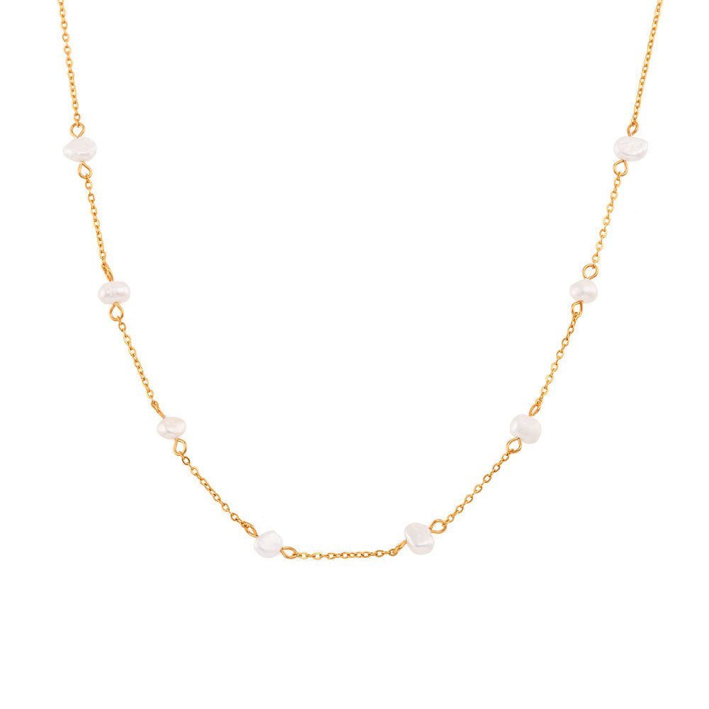 Stainless Steel Pearl Necklace & Bracelet