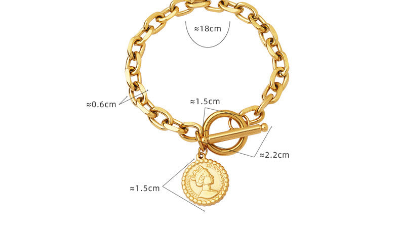 Titanium Steel Gold Plated Queen Bracelet
