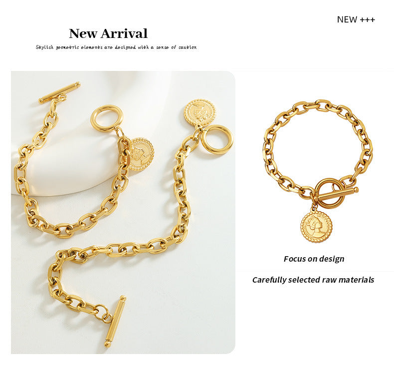 Titanium Steel Gold Plated Queen Bracelet