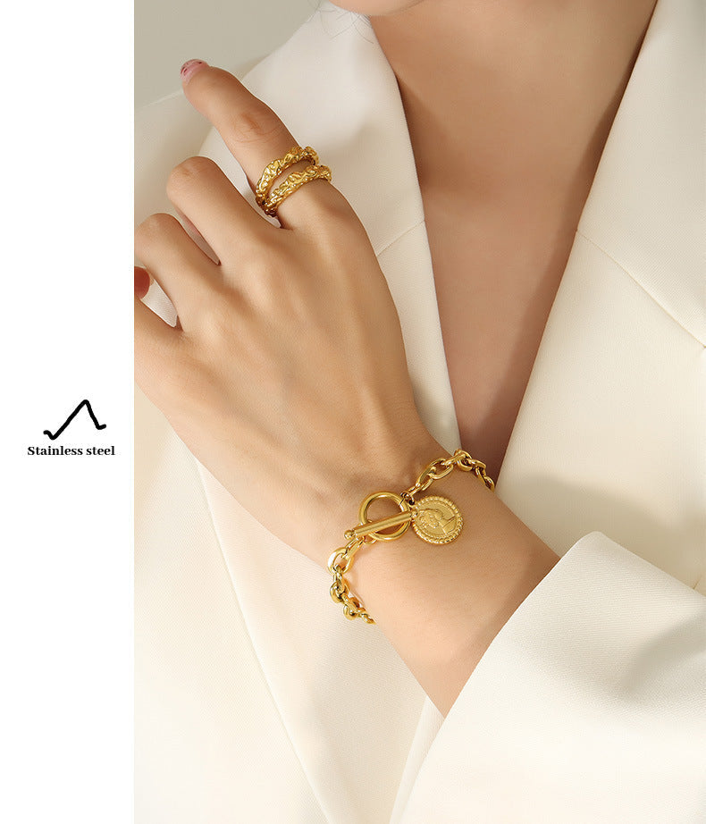 Titanium Steel Gold Plated Queen Bracelet