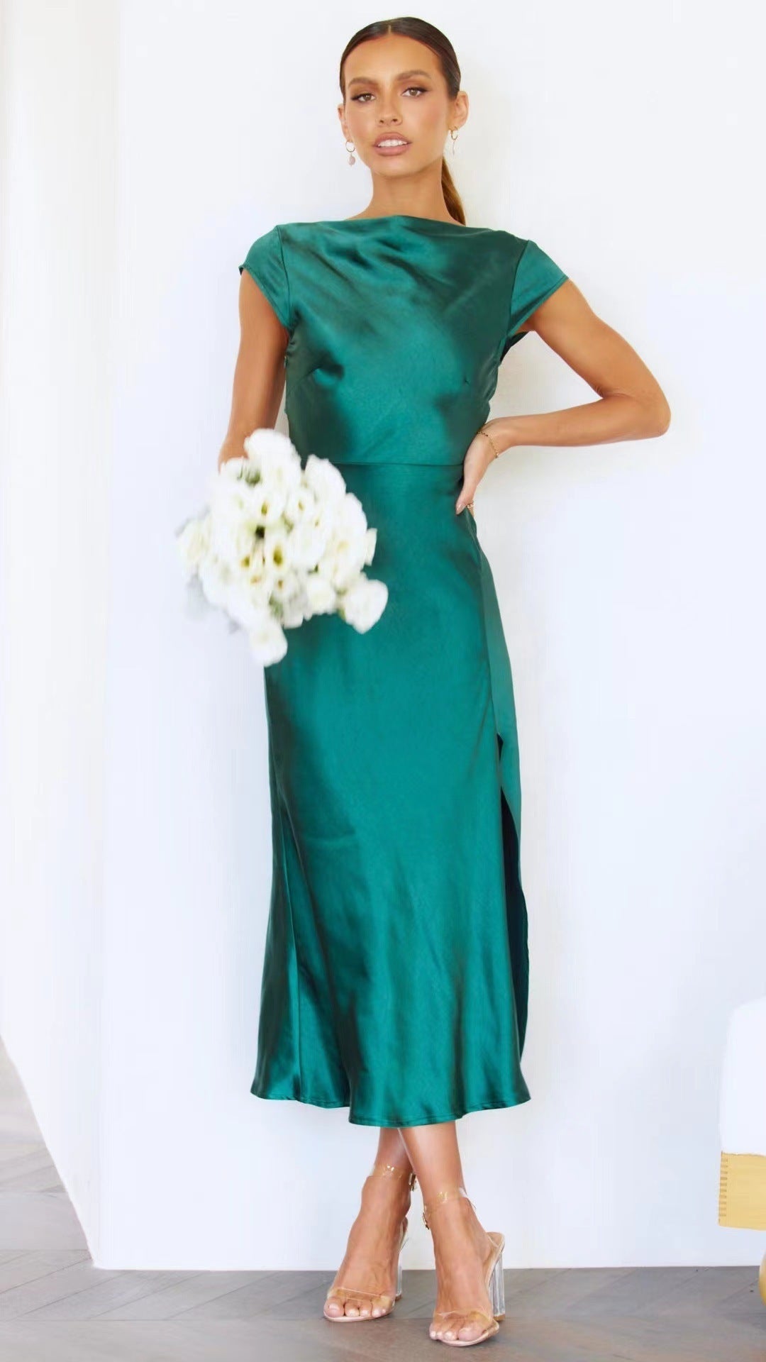 Back Twist Hollow Short Sleeve Dress