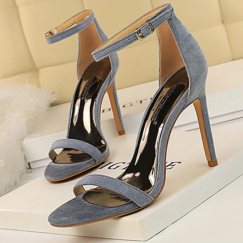 Suede High Heel Open Toe Pumps for Women - Sexy Party Shoes