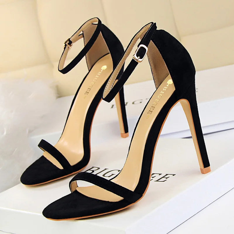 Suede High Heel Open Toe Pumps for Women - Sexy Party Shoes