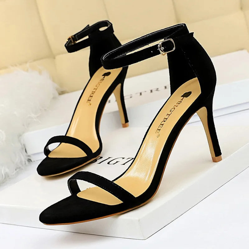 Suede High Heel Open Toe Pumps for Women - Sexy Party Shoes