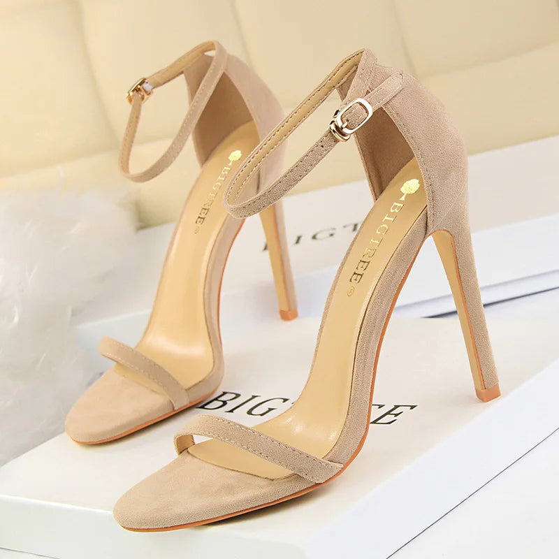 Suede High Heel Open Toe Pumps for Women - Sexy Party Shoes