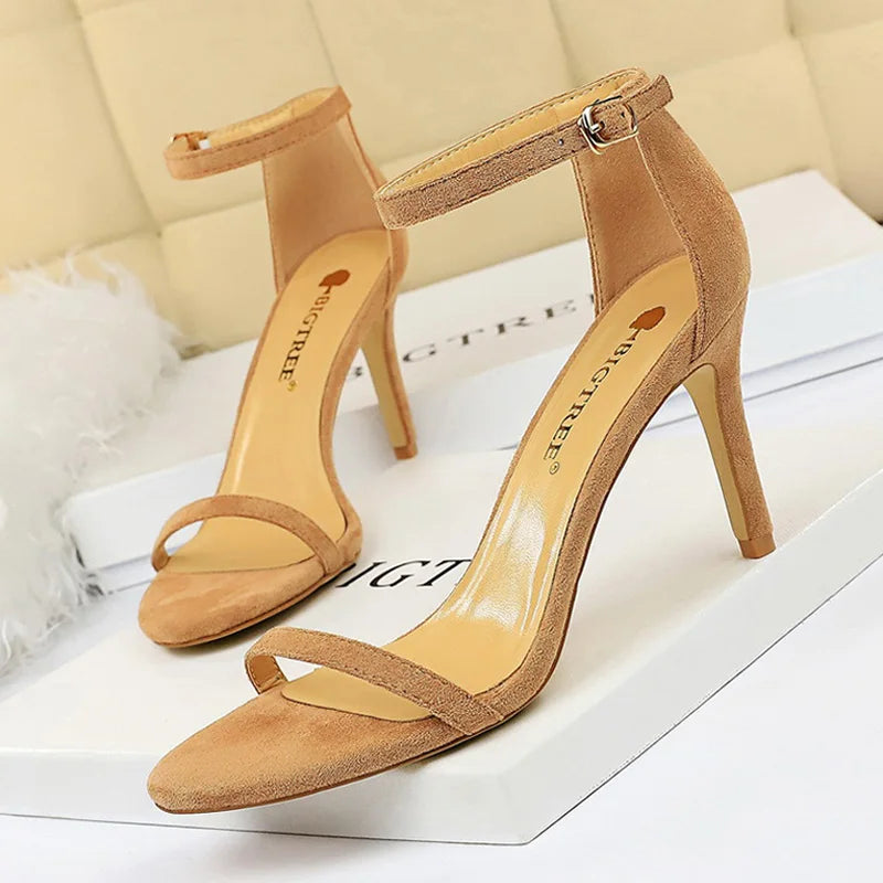 Suede High Heel Open Toe Pumps for Women - Sexy Party Shoes