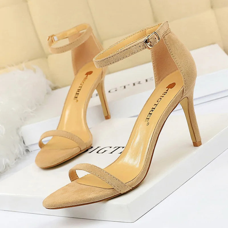 Suede High Heel Open Toe Pumps for Women - Sexy Party Shoes