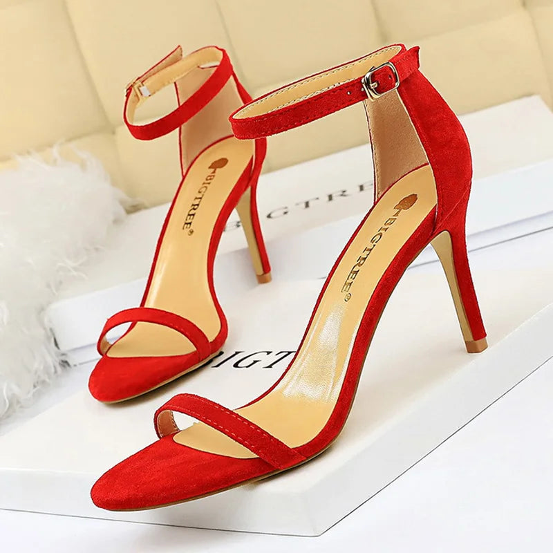 Suede High Heel Open Toe Pumps for Women - Sexy Party Shoes