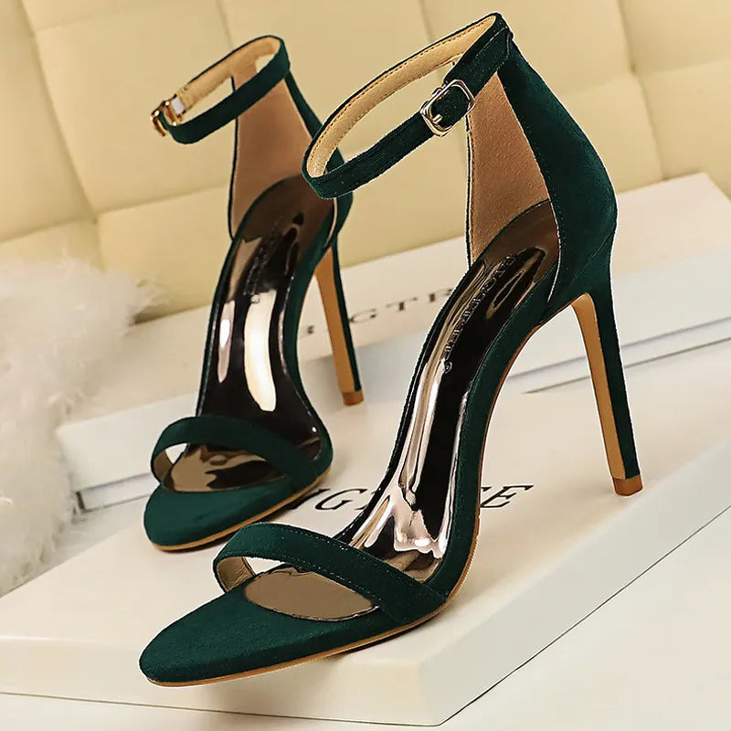 Suede High Heel Open Toe Pumps for Women - Sexy Party Shoes