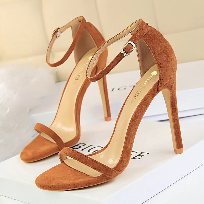 Suede High Heel Open Toe Pumps for Women - Sexy Party Shoes