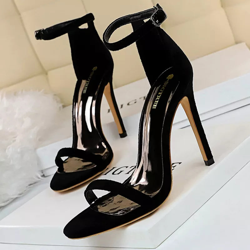 Suede High Heel Open Toe Pumps for Women - Sexy Party Shoes