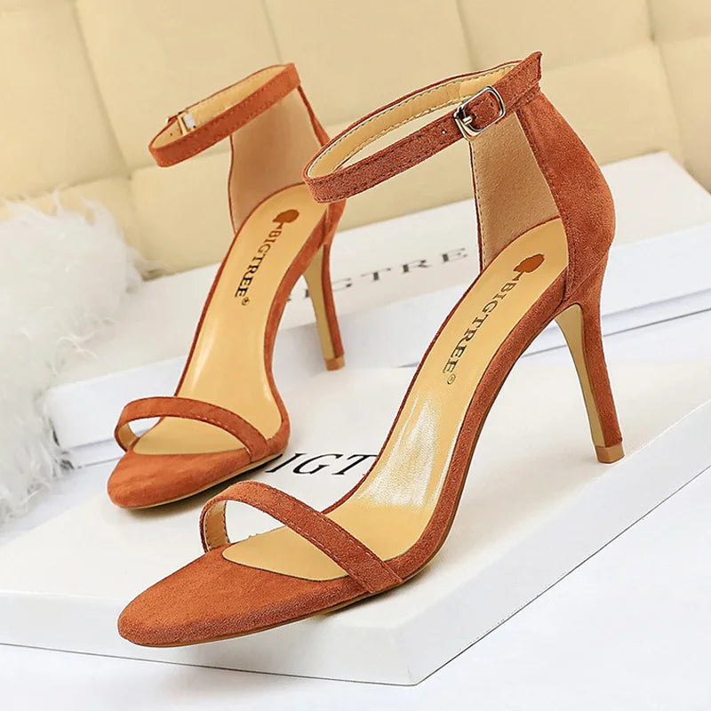 Suede High Heel Open Toe Pumps for Women - Sexy Party Shoes