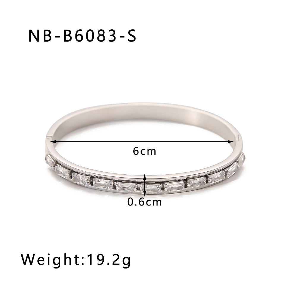 Zircon Titanium Steel Electroplated Bracelet