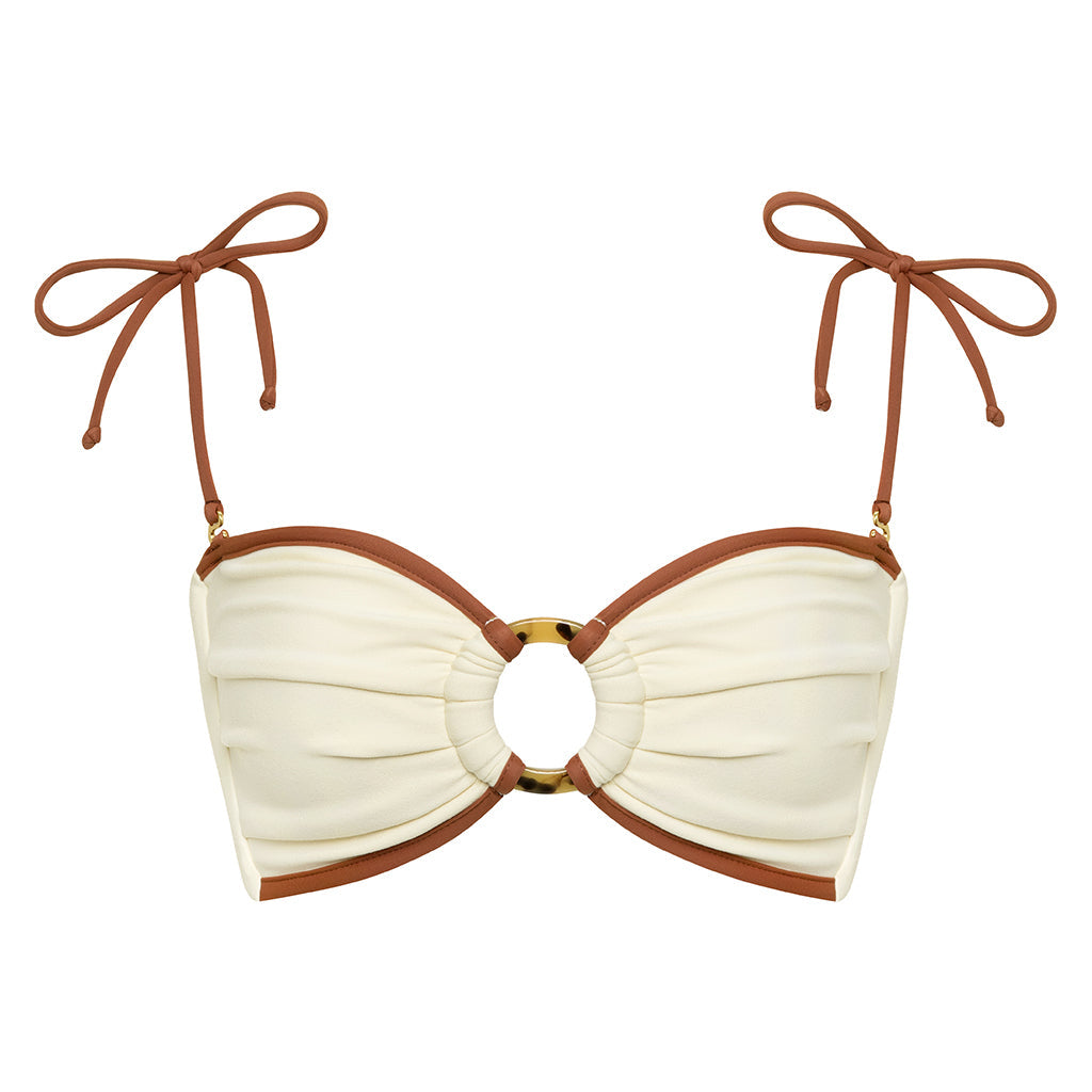 Oat Terracotta Binded Tori Ties Bandeau Bikini Top