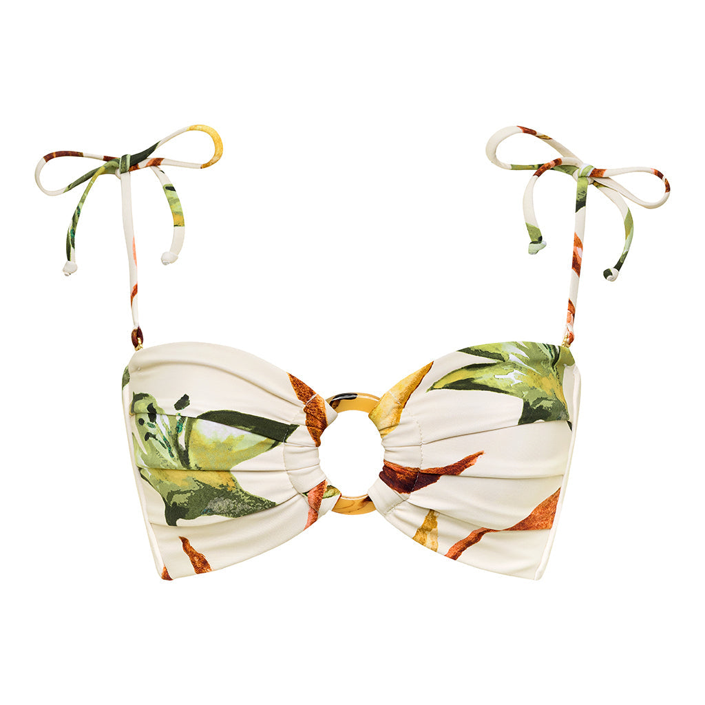Rooted Floral Tori Ties Bandeau Bikini Top