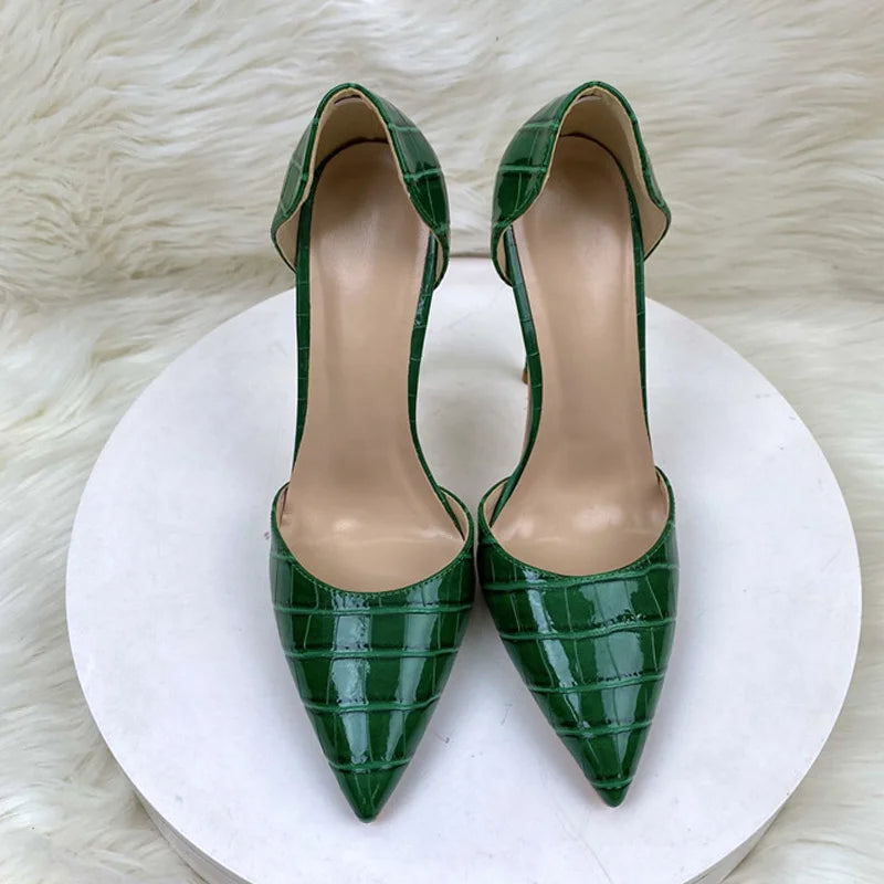 Crocodile Effect Women Pointy Toe High Heels