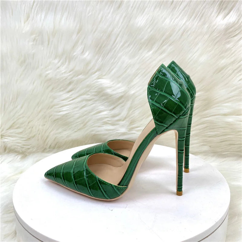 Crocodile Effect Women Pointy Toe High Heels