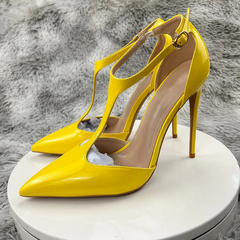 Summer Women T-Strap Pointy Toe High Heel Shoes - T-Strap Pointy Toe High Heel Shoes for Women