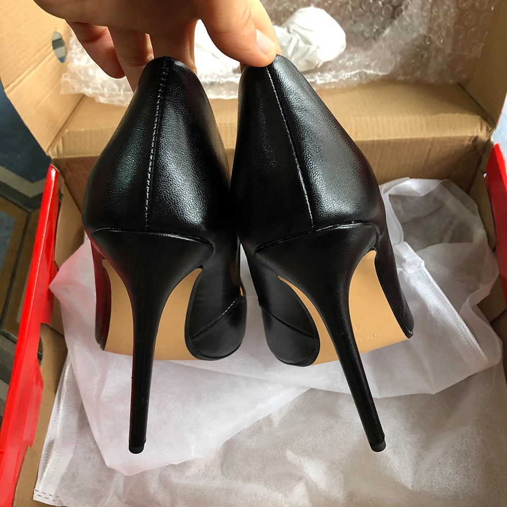 Unisex Black Matte Pointy Toe Stiletto Pumps Crossdress Slip On 15cm High Heel Shoes