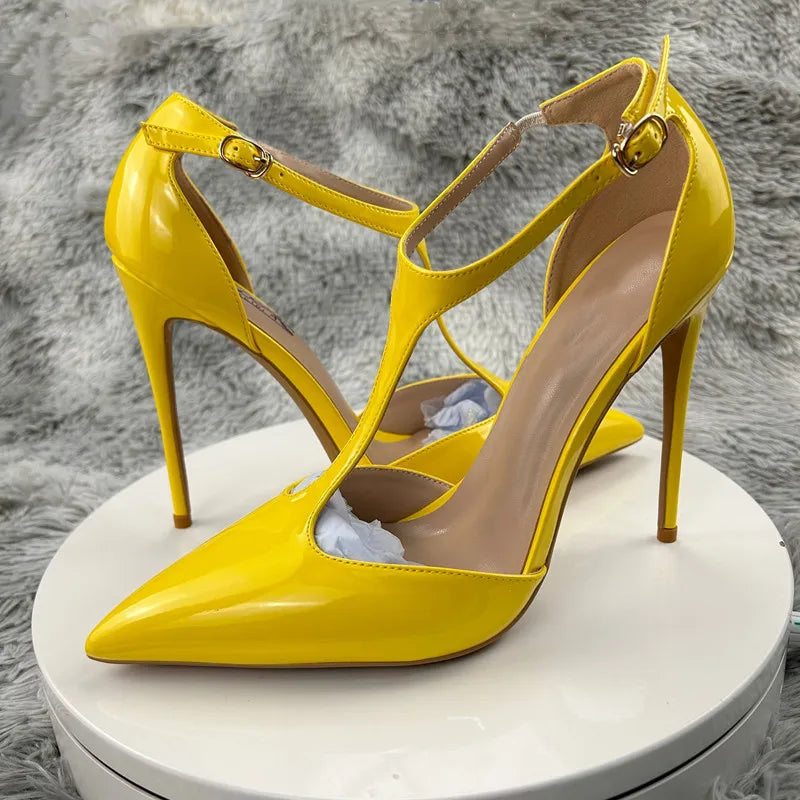 Summer Women T-Strap Pointy Toe High Heel Shoes - T-Strap Pointy Toe High Heel Shoes for Women