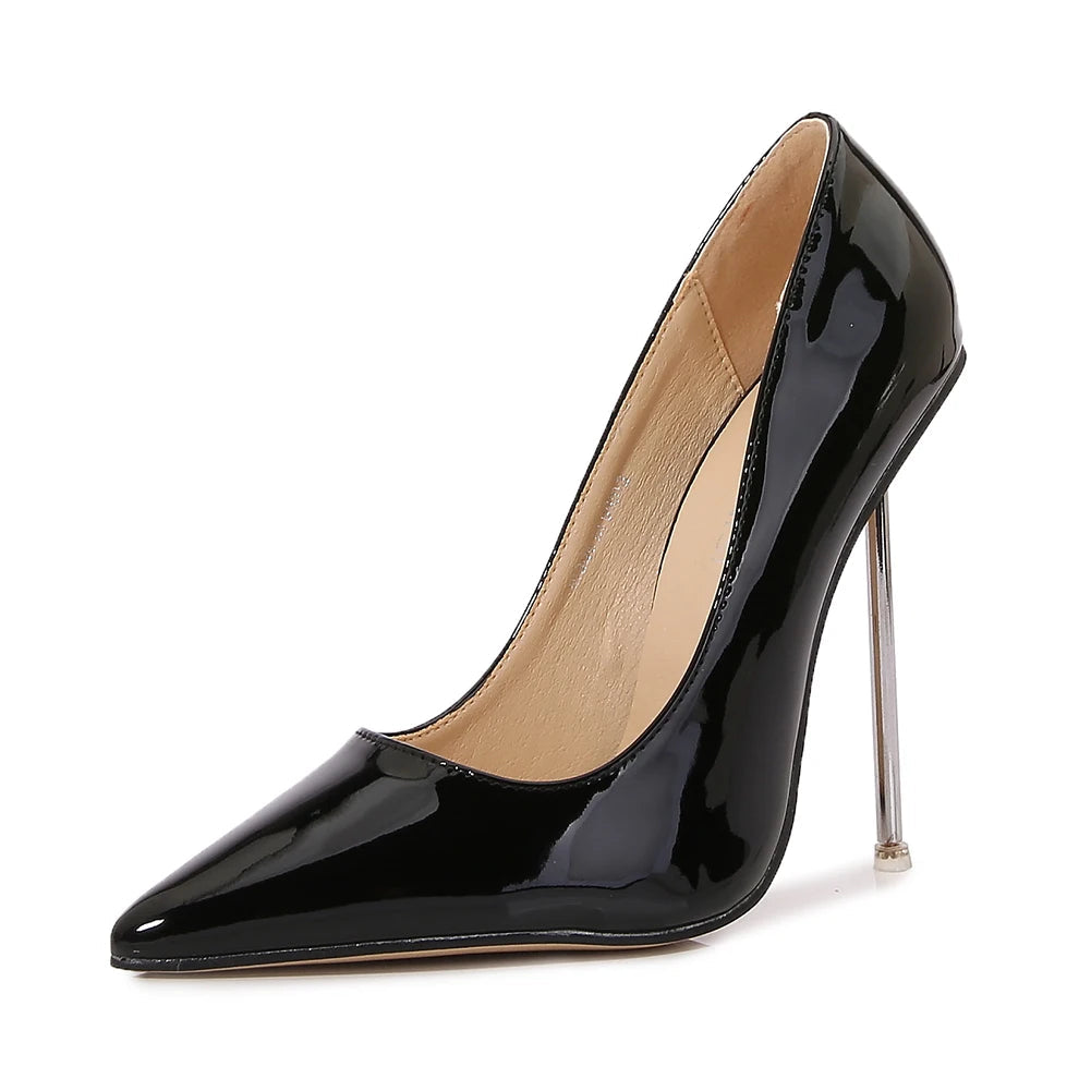 12cm Ultra High Metal Heel Women Pointy Toe Stilettos Shoes