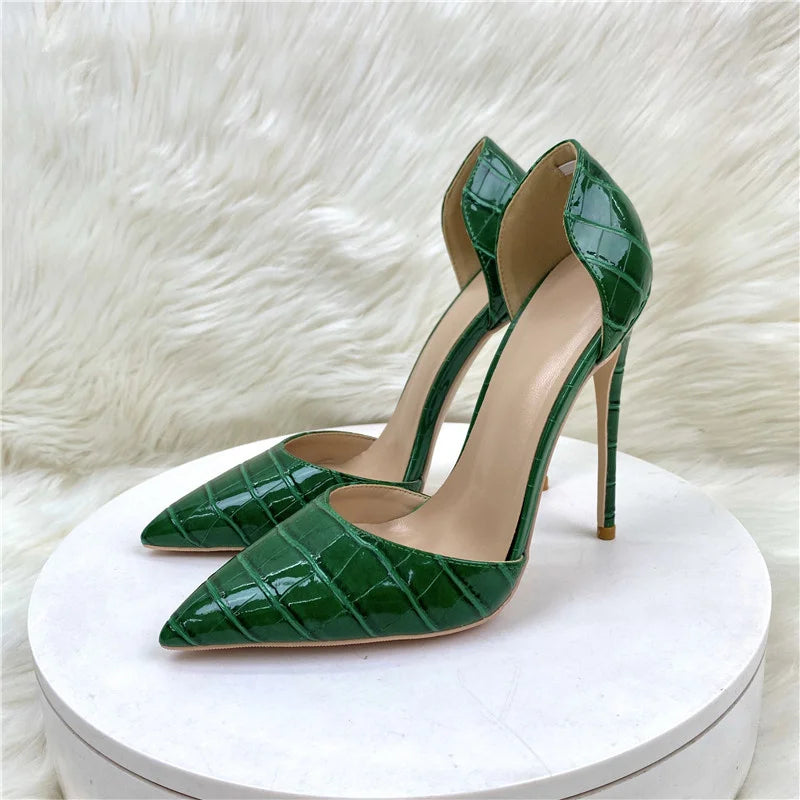 Crocodile Effect Women Pointy Toe High Heels