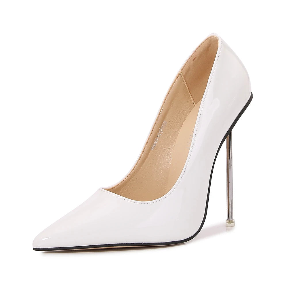12cm Ultra High Metal Heel Women Pointy Toe Stilettos Shoes