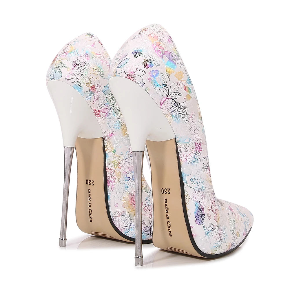 16cm Extreme Metal High Heels Stilettos Women PU Pumps