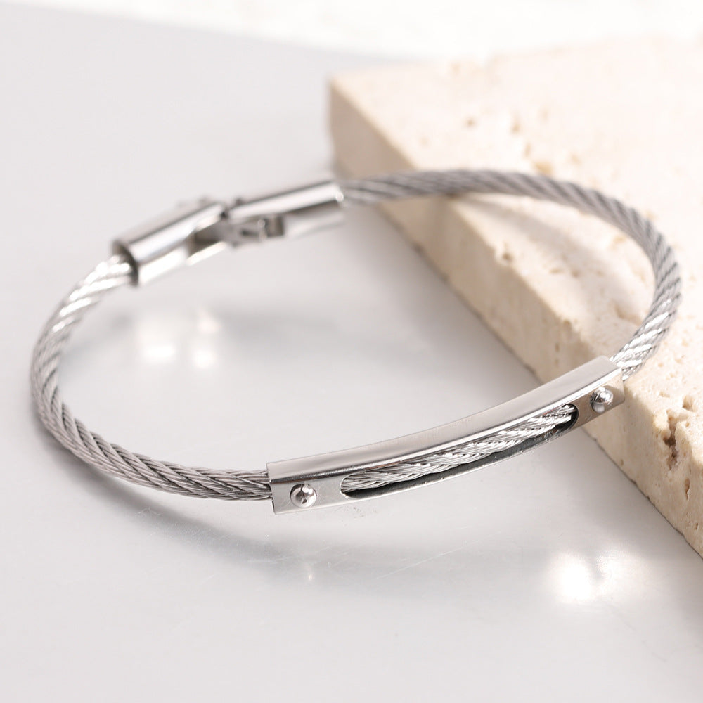 Titanium Steel Cable Fashion Steel Wire Openable Bracelet