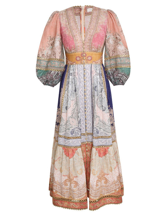 V Neck Patchwork Dress
