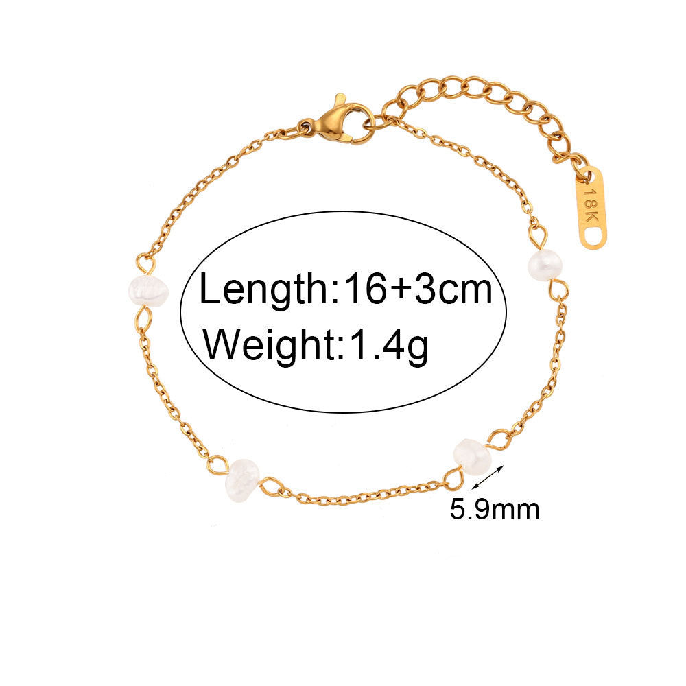 Stainless Steel Pearl Necklace & Bracelet