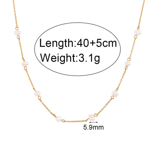Stainless Steel Pearl Necklace & Bracelet