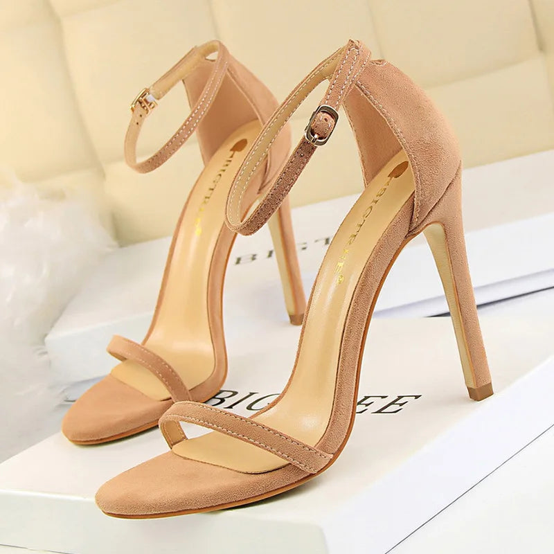 Suede High Heel Open Toe Pumps for Women - Sexy Party Shoes