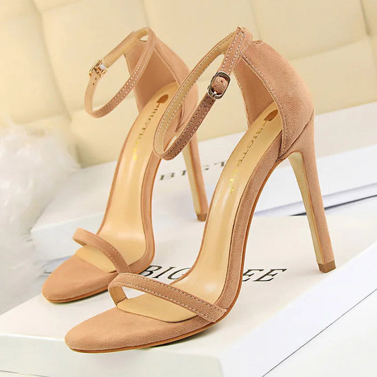 Suede High Heel Open Toe Pumps for Women - Sexy Party Shoes