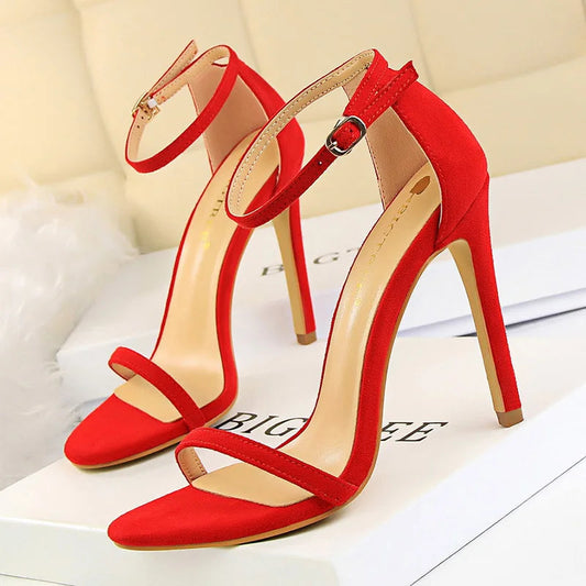 Suede High Heel Open Toe Pumps for Women - Sexy Party Shoes