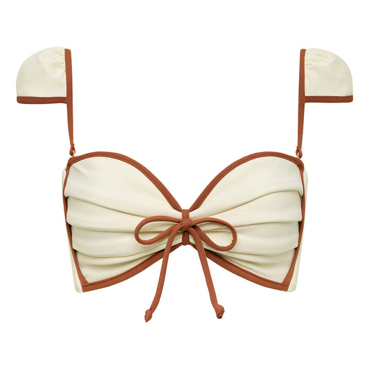Oat Terracotta Binded Cabana Bows Bikini Top