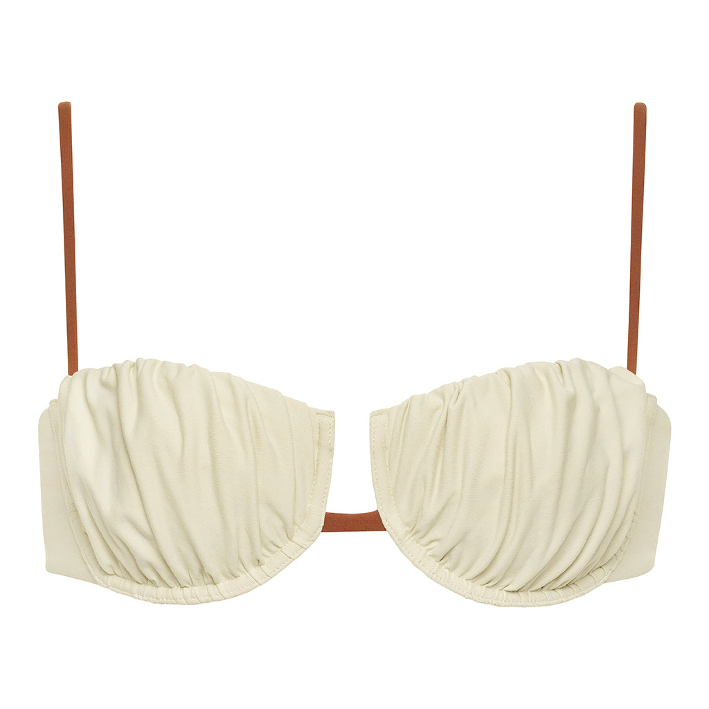 Oat Terracotta Binded Petal Bikini Top