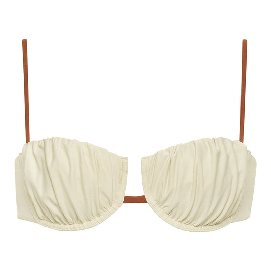 Oat Terracotta Binded Petal Bikini Top