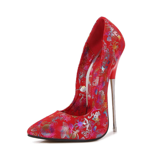 16cm Extreme Metal High Heels Stilettos Women PU Pumps