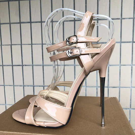 16cm High Heel Nude Gladiator Sandals Pumps for Women