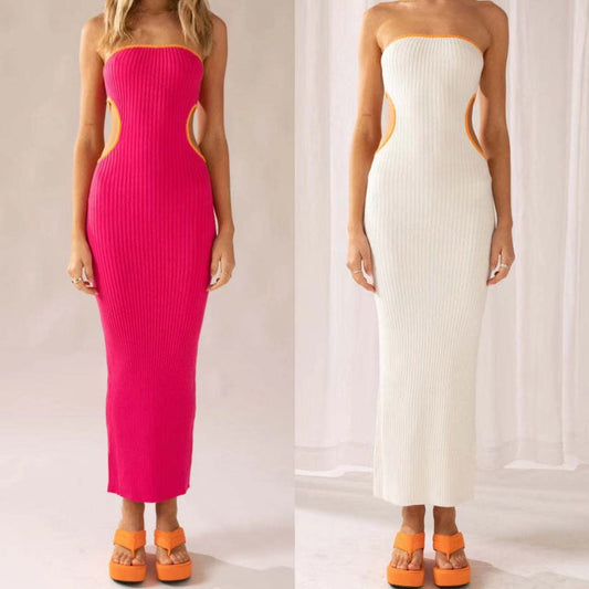 Tube Top Hollow-out Slim-fit Sheath Dress